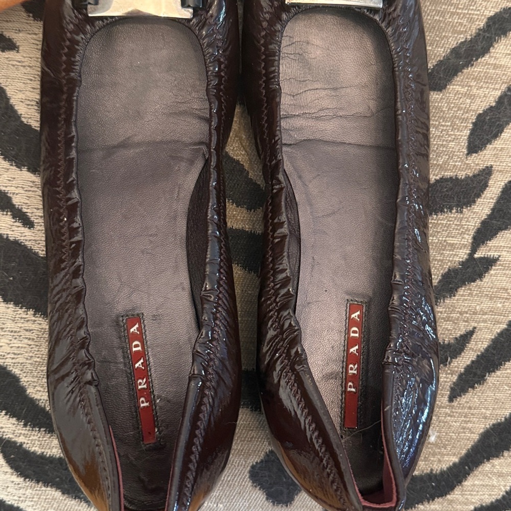Prada Brown Flats with Silver Accents - Picture 10 of 13